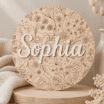 Gepersonaliseerd naambord met bloemenmotief en naam Sophie.