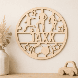 Voetbal muurdecoratie met naam.