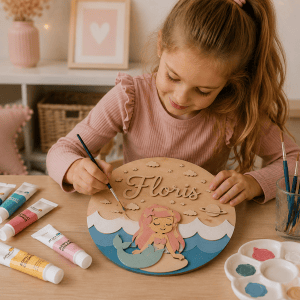 Gepersonaliseerd kinderkamerdecoratie met zeemeermin en naam Floris.